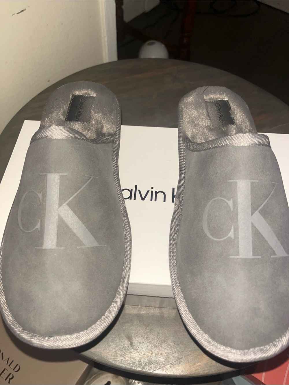 Calvin Klein Gray Logo Slip-On Slippers